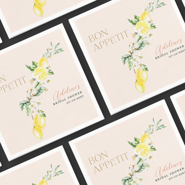 Lemon Citrus Soft Blush Main Squeeze Bridal Shower Napkin (Creator Uploaded)