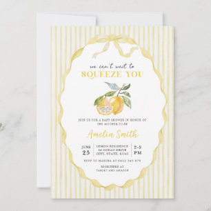 Lemon Citrus Stripes Baby Shower Invitation