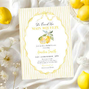 Lemon Citrus Stripes Bridal Shower Invitation