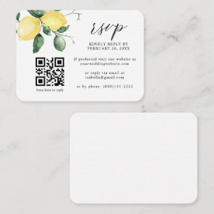 Lemon Citrus Summer Fruits QR Code Wedding RSVP Enclosure Card