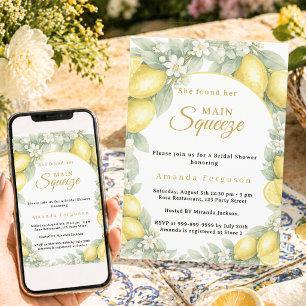 Lemon citrus summer garden Bridal Shower Invitation