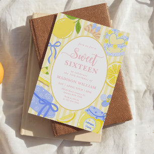 Lemon Citrus Summer Lemonade 16th Birthday Invitation