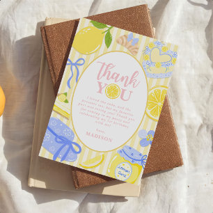 Lemon Citrus Summer Lemonade 1st Birthday Party Thank You Card