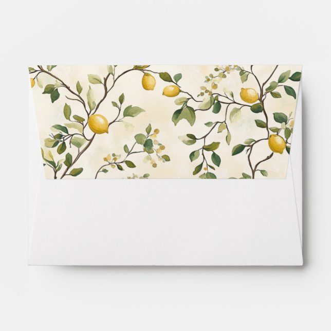 Lemon, Citrus, Summer, Mediterranean Wedding, DIY Envelope (Back (Top Flap))