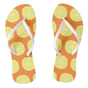 Lemon Citrus Summer Tropical Fruit Yellow Orange Jandals
