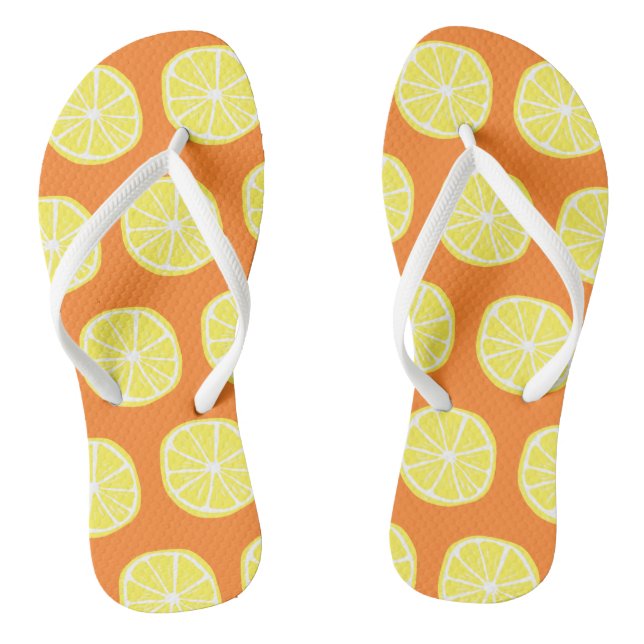 Lemon Citrus Summer Tropical Fruit Yellow Orange Jandals (Footbed)