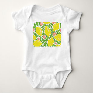 Lemon Citrus Summer Vintage Pattern Baby Bodysuit