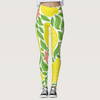 Lemon Citrus Summer Vintage Pattern Leggings