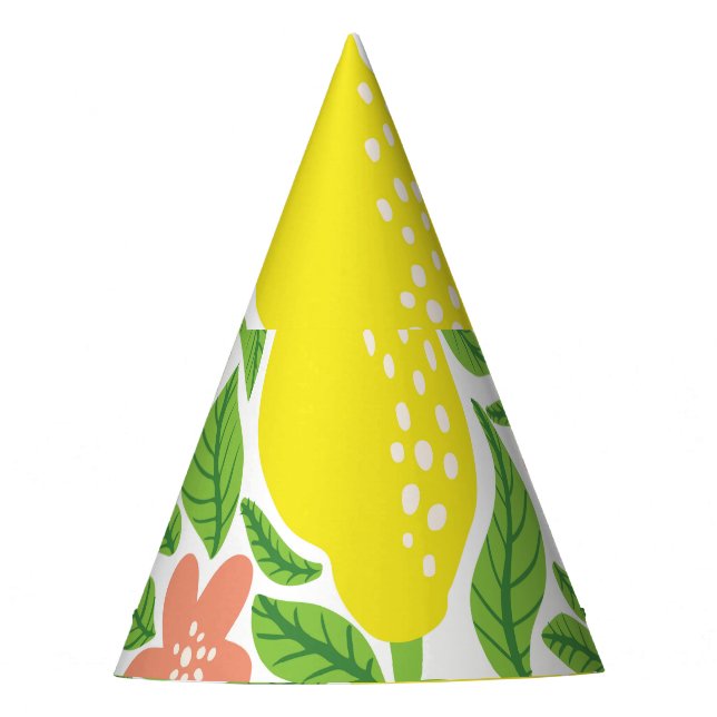 Lemon Citrus Summer Vintage Pattern Party Hat (Front)