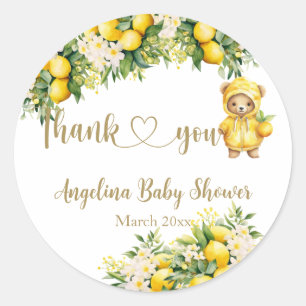 Lemon Citrus Summer welcome Baby Shower  Classic Round Sticker