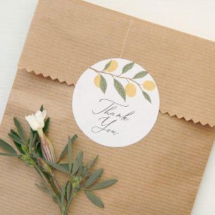 Lemon Citrus Thank You Classic Round Sticker