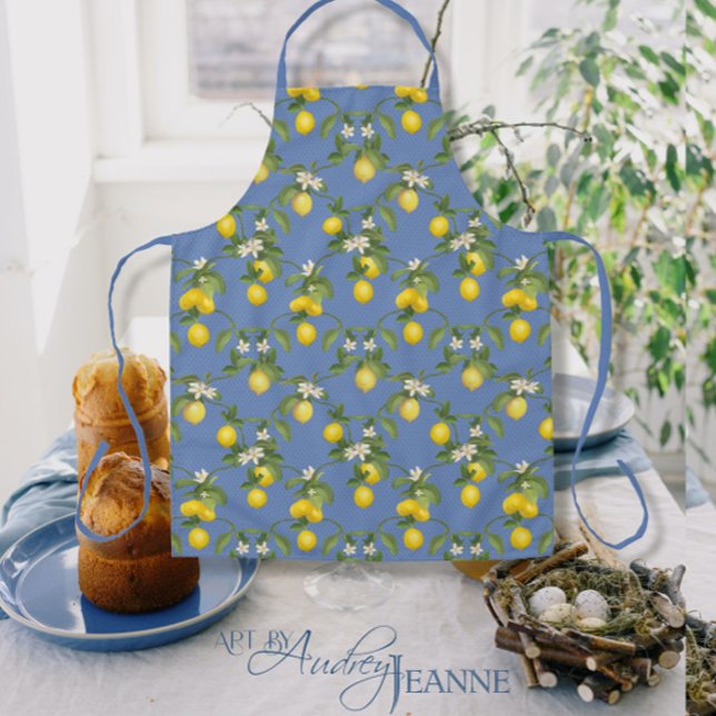 Lemon Citrus Trellis French Country Farmhouse Blue Apron (Creator Uploaded)