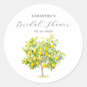 Lemon Citrus Watercolor Bridal Shower  Classic Round Sticker