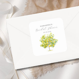 Lemon Citrus Watercolor Bridal Shower  Square Sticker