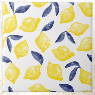 Lemon Citrus Watercolor Mediterranean Tile