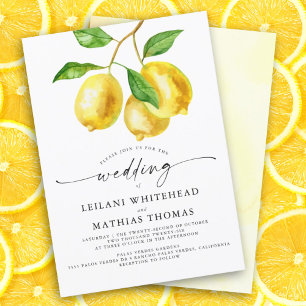 Lemon Citrus Watercolor Wedding Invitation