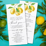 Lemon Citrus Watercolor Wedding Program<br><div class="desc">Our lemon theme wedding program card is the perfect way to keep your guests informed and engaged at your wedding ceremony. The bright and cheerful lemon design is perfect for summer weddings, and the elegant typography adds a touch of sophistication. The lemon motif adds a touch of whimsy charm, making...</div>