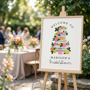 Lemon Citrus Wedding Cake Bridal Shower Welcome Poster