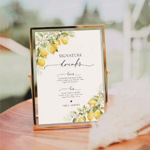 Lemon Citrus Wedding Signature Drinks Sign