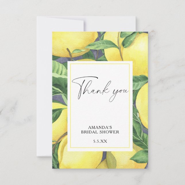 Lemon Citrus - Wedding Thank You Card (Front)