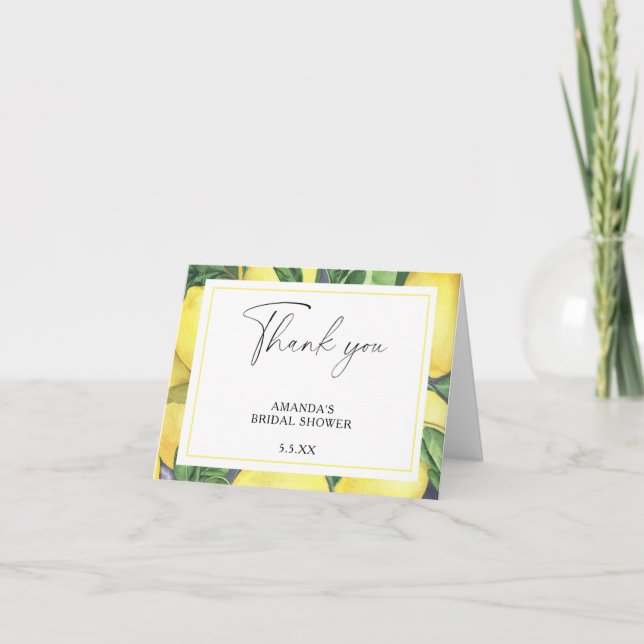 Lemon Citrus - Wedding Thank You Card (Front)