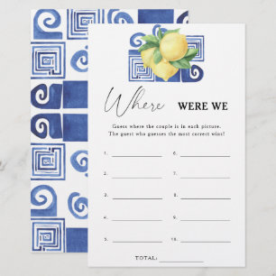 Lemon Citrus - Where were we bridal shower game