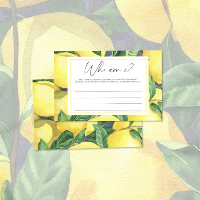 Lemon Citrus - Who am I bridal shower game Stationery (Creator Uploaded)
