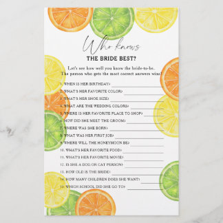 Lemon citrus - Who knows the bride best game