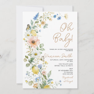 Lemon Citrus Wildflower Baby Shower Invitation