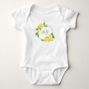 Lemon Citrus Wreath Baby Shower Gift Monogram Bodysuit