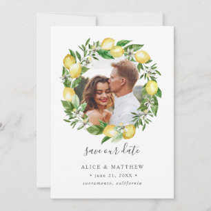 Lemon Citrus Wreath Photo wedding save the date