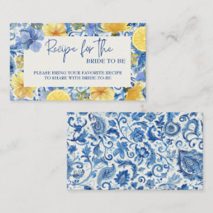 Lemon citrus yellow and blue bridal shower enclosure card