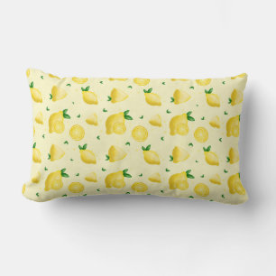 Lemon citrus yellow and leaf lumbar cushion