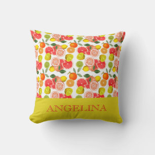 Lemon citrus yellow Pattern Cushion