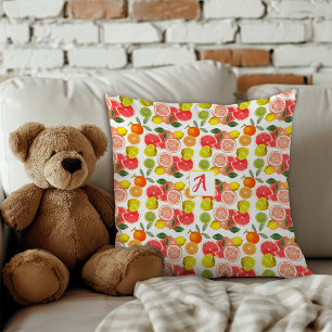 Lemon citrus yellow red Pattern  Cushion