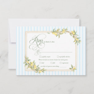 Lemon Coastal Stripe Wedding Menu Choice RSVP