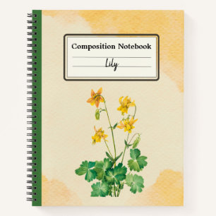 Lemon Columbine Flower Personalised Composition Notebook