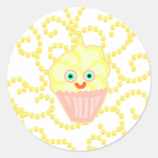Lemon Cupcake Friend! Classic Round Sticker