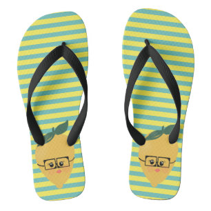Lemon Cute Striped Pattern Jandals