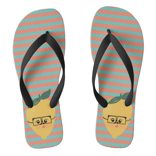 Lemon Cute Striped Pattern Jandals (Footbed)