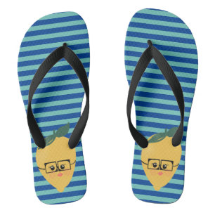 Lemon Cute Striped Pattern Jandals