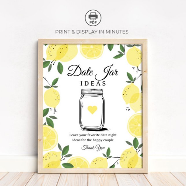 Lemon Date Jar Ideas Sign Printable Sign (Creator Uploaded)