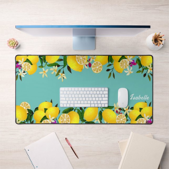 Lemon Days Aqua Desk Mat (Office 1)