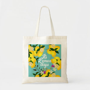 Lemon Days Aqua Tote Bag