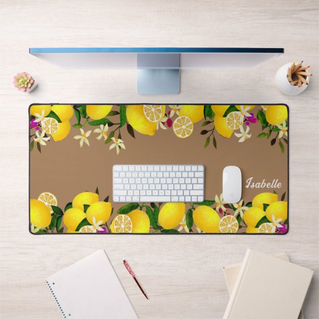 Lemon Days Brown Desk Mat (Office 1)