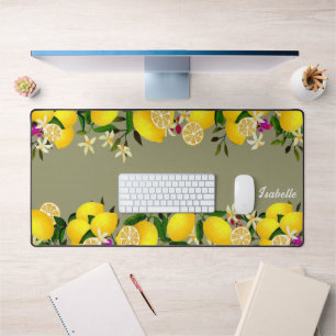 Lemon Days Grey Desk Mat