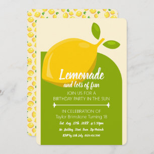 Lemon Design, Lemonade & Lots of Fun Birthday Invitation