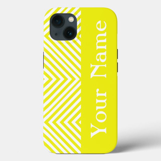 Lemon Diamond Chevron with name @ Emporiomoffa Case-Mate iPhone Case (Back)