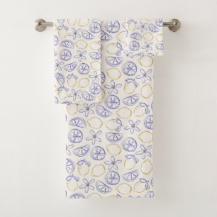 Lemon Doodle Pattern Bath Towel Set