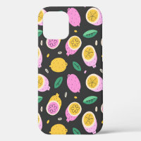 Lemon doodle pattern, bright cute citrus fruit dra